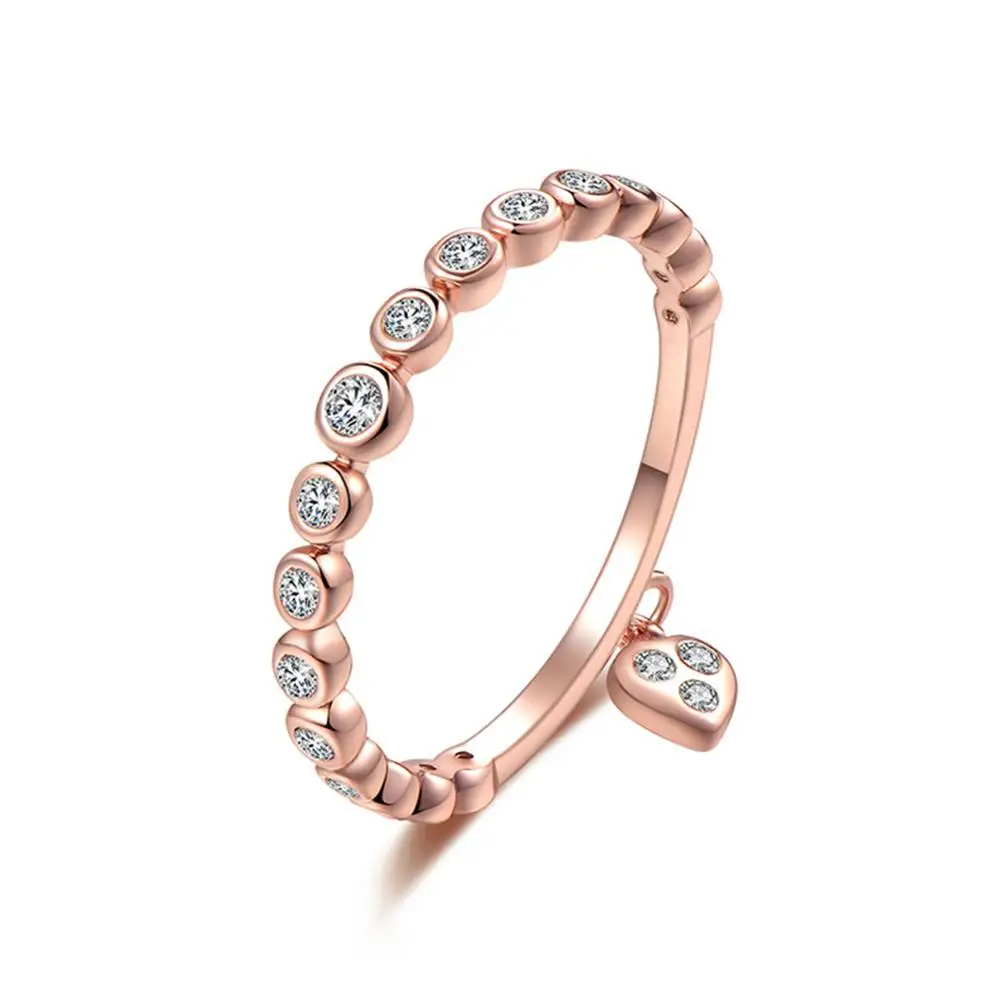 Rose Gold UMODE обручальные кольца с кристаллами в форме сердца, модные ювелирные изделия для влюбленных, циркониевое обручальное кольцо для женщин, цвет серебристый, золотой, UR0461 - Цвет основного камня: Rose Gold