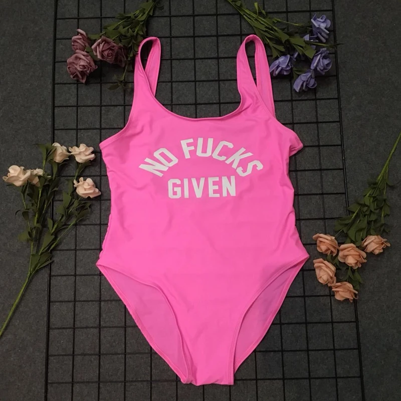 Женские Купальники с буквенным принтом розовый сексуальный цельный купальник 2018