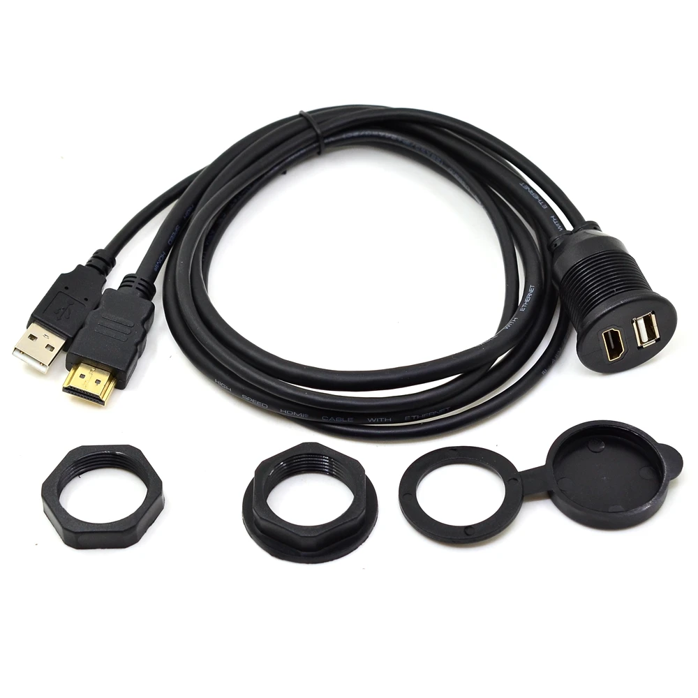 3 фута Автомобильный USB HDMI AUX панель расширения кабель для скрытого монтажа