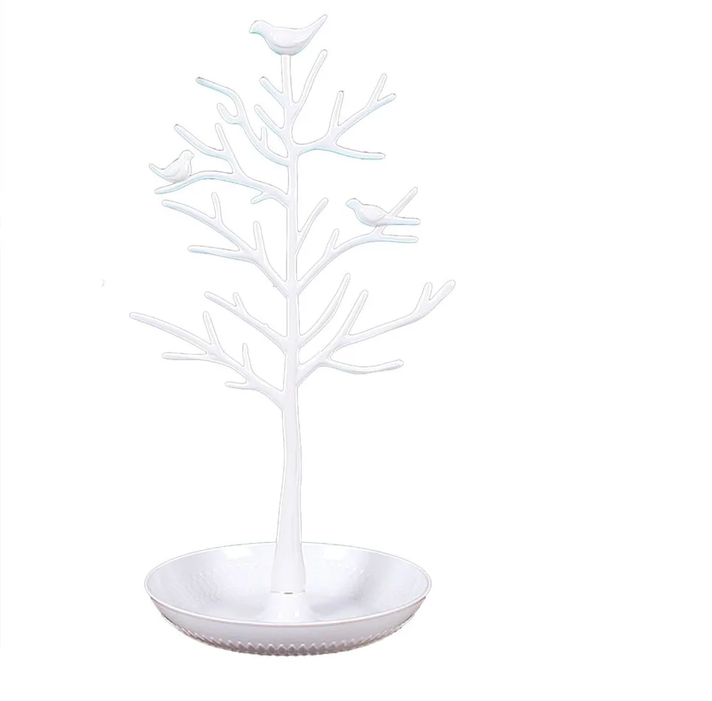 Настольная подставка для серег с белыми птицами и деревом ожерелий|tree organizer|earring