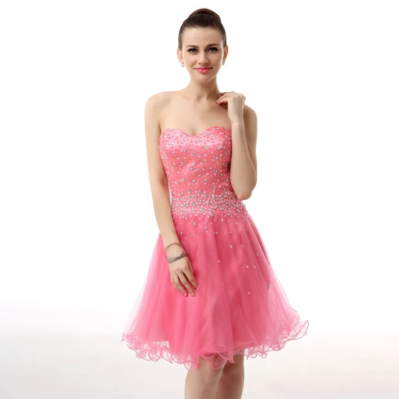 Forevergracedress 2017 линия розовый цвет Homecoming платье без рукавов Милая Тюль Короткое