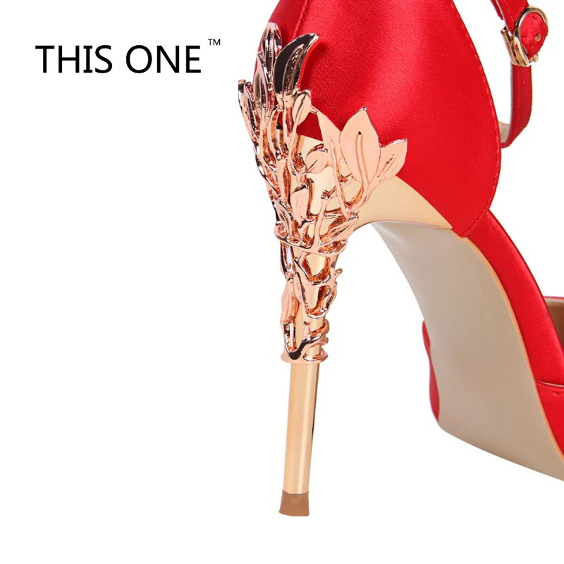 

Lady Sexy Crystal Women Shoes Thin Fretwork Heels Sandals Woman Ankle Strap Wedding Dress Shoes Pump Size 35-39 Zapatos Mujer