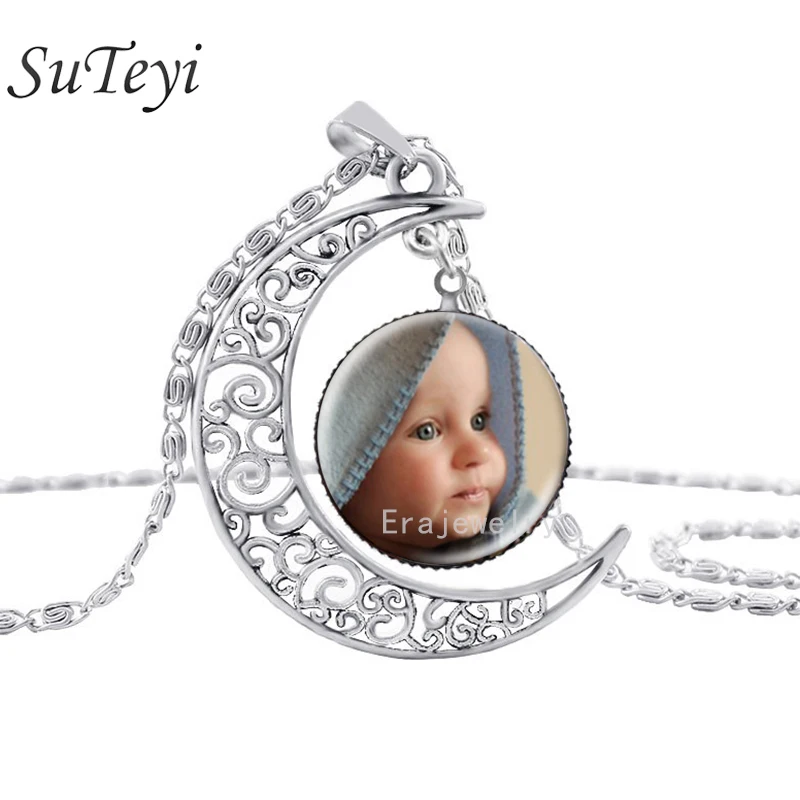 Персонализированное ожерелье с кулоном для фотографий Детские лунные ожерелья