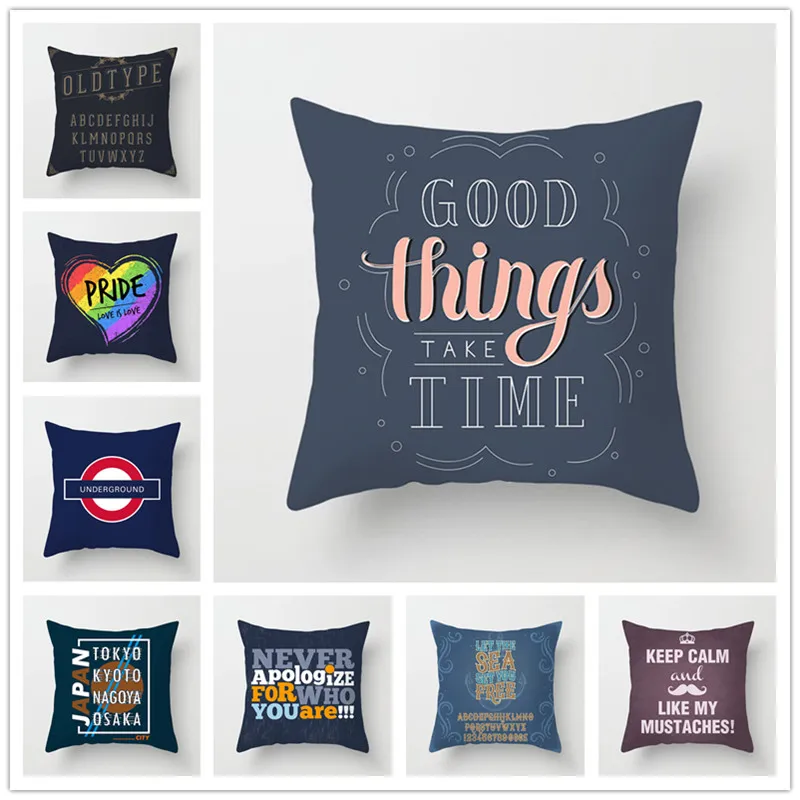 

Polyester Peach Skin Good Things Take Time Pillow 45x45cm For Sofa Decorative Cotton Throw Pillow Car Decor Couch Pillows