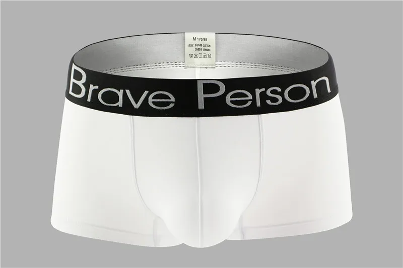 BRAVE PERSON, Новое поступление, мужское однотонное нижнее белье, мужские боксеры, шорты, хлопок, модные сексуальные боксеры, мужские трусы, боксеры - Цвет: Белый