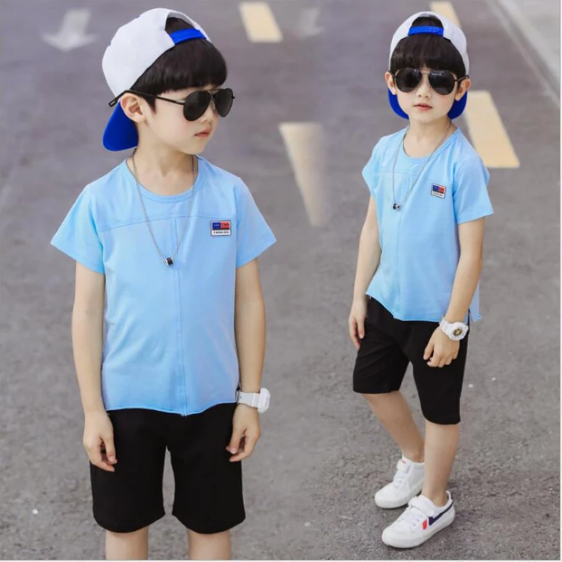 2pcs clothes sets 2019 summer new children's clothing boy short-sleeved Tshirt + short pants | Детская одежда и обувь