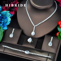 hibride fashion design green water drop shape cubic zircon bridal jewelry sets for women wedding accessories gifts n 730