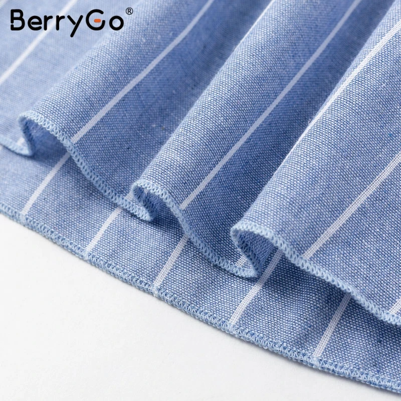 BerryGo полосатые женские платья, длинное платье с рюшами из льна и хлопка, летние платья в винтажном стиле, праздничные женские пляжные платья, модные