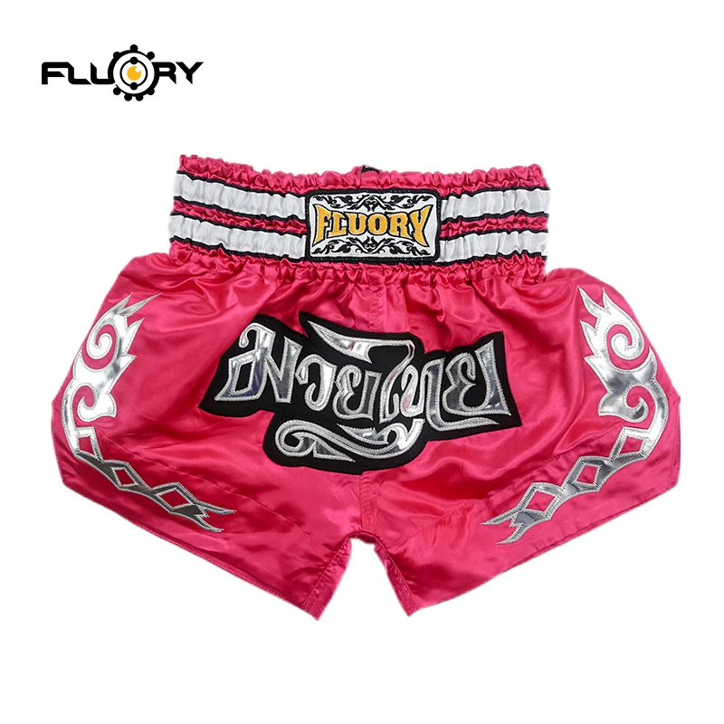Молодежные и детские шорты fluory Muay Thai вышитые для кикбоксинга модные розовые