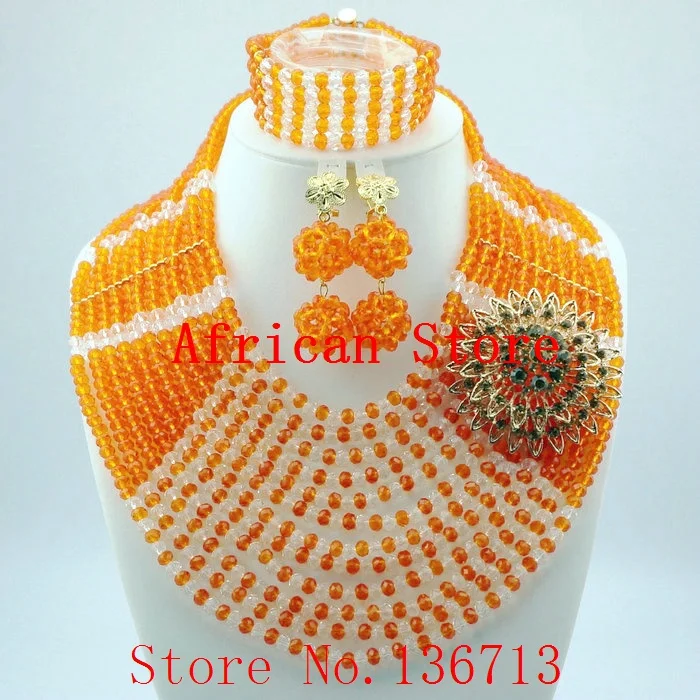 Новейшие африканские бусины набор ювелирных изделий нигерийские Свадебные 7