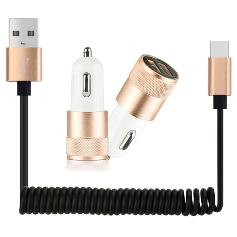 Автомобильное зарядное устройство type c гибкий спиральный usb кабель для Samsung A70 A50 A30