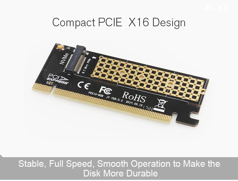 JEYI Cool Swift NVME M.2 PCI-E X16 2280 Плата расширения Золотой бар алюминиевый лист теплопроводность кремния вафельное охлаждение