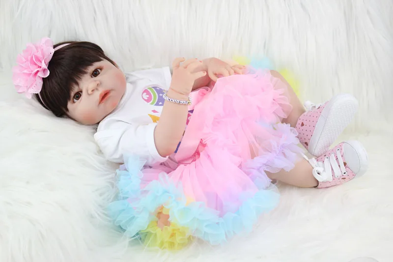 55 см полный силикон Bebe Reborn Девочка Кукла 2" Реалистичная кукла-Новорожденный принцесса Малыш Прекрасный Пасхальный яйца одежда подарок на день рождения