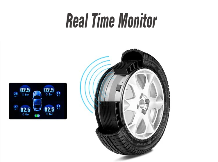 EANOP TPMS солнечной энергии машину давление в шине тревоги 4 датчики инструмент alarma automovil датчик давления в шинах автомобиля датчики давления в шинах монометры давления в шинах