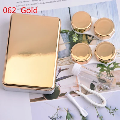 062 Gold Цветной чехол для контактных линз с зеркалом, Женская цветная коробка для контактных линз, контейнер для контактных линз, дорожный набор, коробка - Цвет: 062 Gold