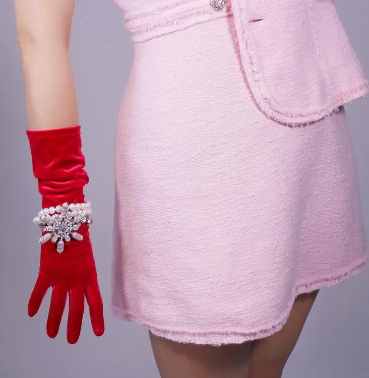 

Перчатки женские, эластичные, красного цвета, 40 см, 60 см, R1448