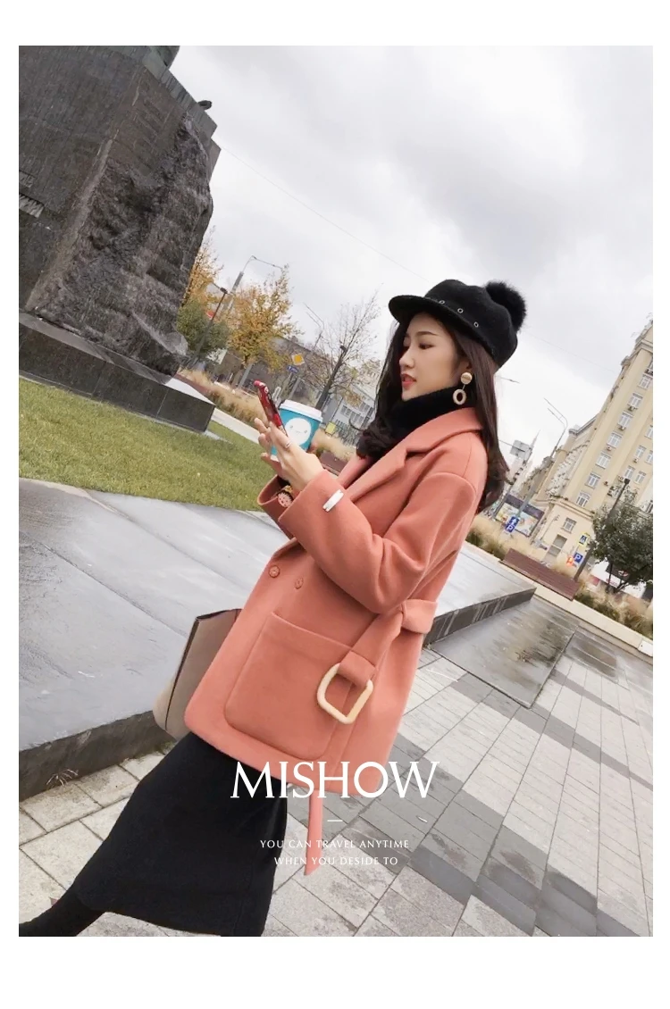 Mishow Зимнее элегантное пальто розового цвета MX17D9518