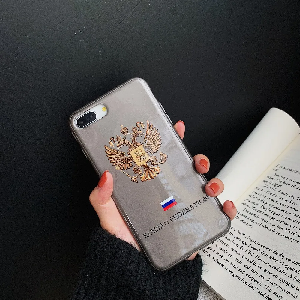 Russia national emblem double head eagle Glossy glitter phone case for iPhone 6 6s Plus 7 8 X XS XR MAX |