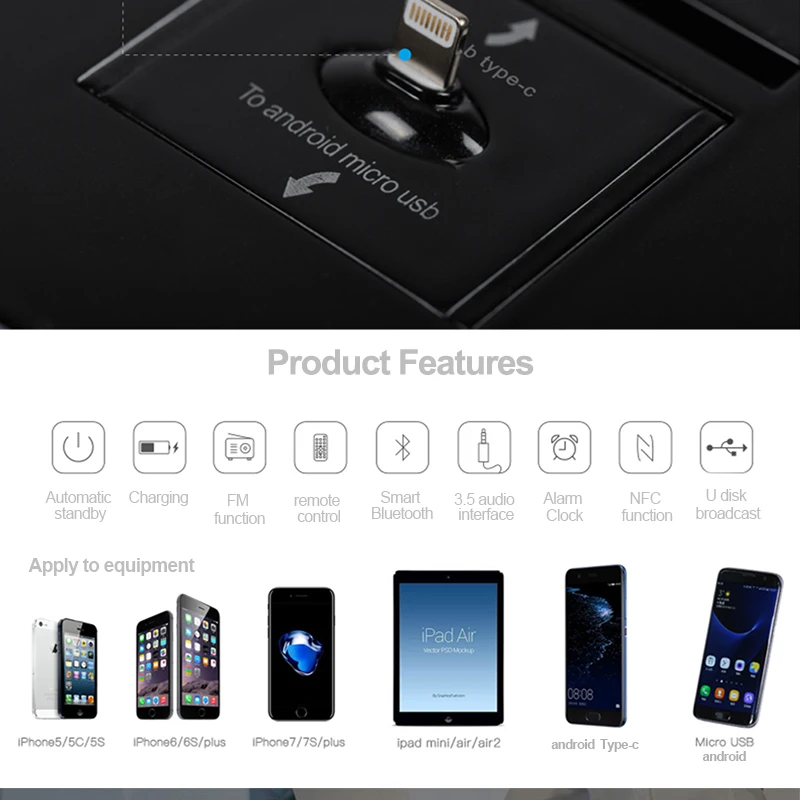 ALWUP NFC Bluetooth стерео динамик умное зарядное устройство док-станция с fm-радио двойной будильник пульт дистанционного управления ЖК-экран для телефона