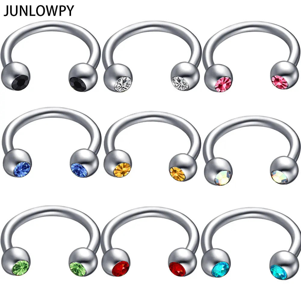 JUNLOWPY радужные серебряные черные золотые кольца для носа в форме подковы из