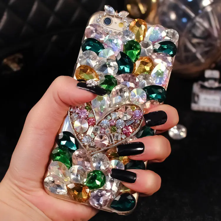 Роскошный жёсткий чехол со стразами в форме сердца и кристаллами для Samsung Galaxy Note5