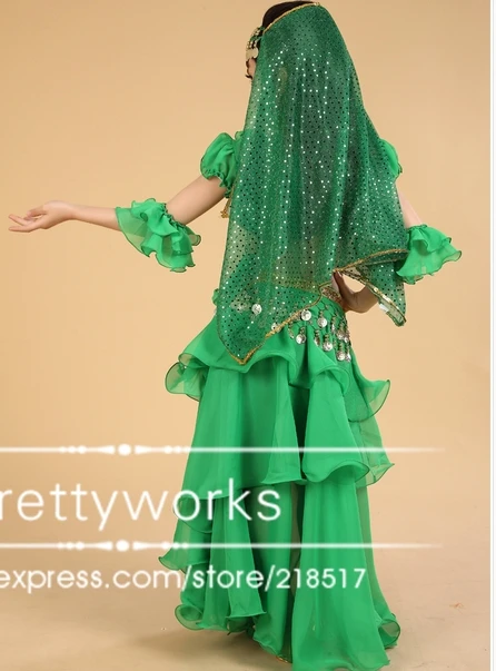 Бесплатная доставка новый бренд для девочек танца живота зеленый желтый красный