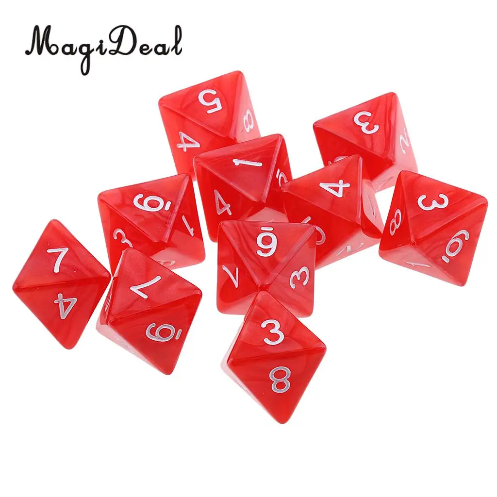 MagiDeal Фирменная новинка 10 шт. 8 кубика D8 многогранные кубики для Подземелья и