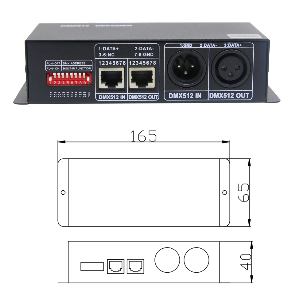 Бесплатная доставка DHL 4 шт./лот DMX контроллер DMX512 декодер 4CH DC 12-24 В светодиодные RGBW