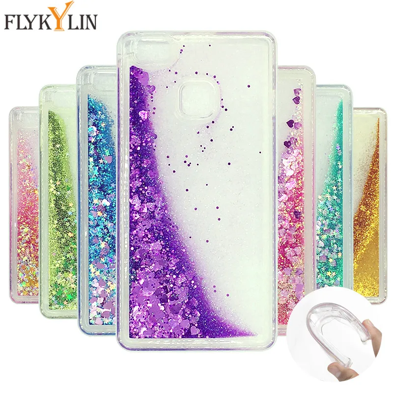 Liquid Phone Case For Funda Huawei P9 Lite 2016 Glitter Dynamic Quicksand Soft TPU Back Cover Capa |