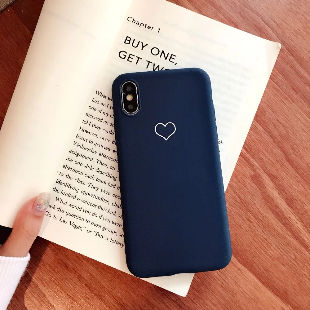 Lover Heart Painted Case for iPhone XS Max Couple For 6s 7 8 Plus Cute Candy Colors X XR Luxury Red Cover |