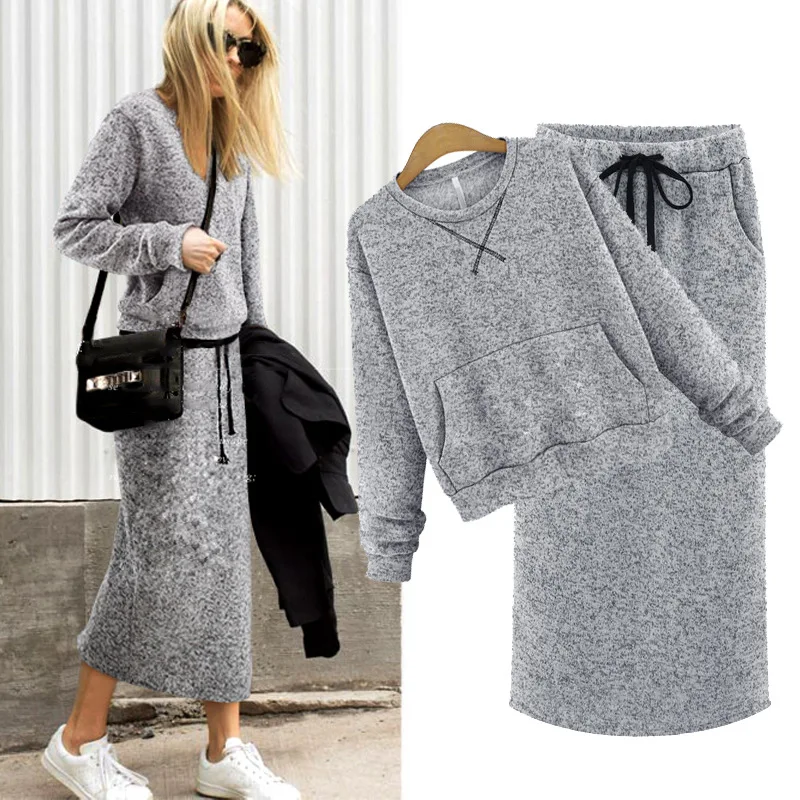 

LAZA Women's Long Sleeve Straight Long Casual Dress 2 pieces