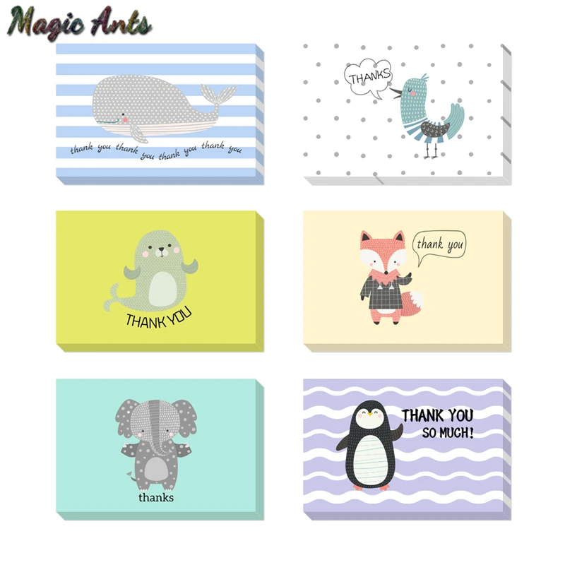 Животного Спасибо карты с конвертом стикер пользовательские Приглашения