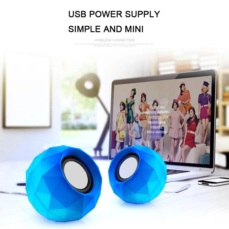 Мини-колонки для компьютера, хороший звук, USB питание, 3,5 мм, AUX, 1,2 м кабель, дышащий светодиодный динамик для ноутбука, для телефона, для ноутбука