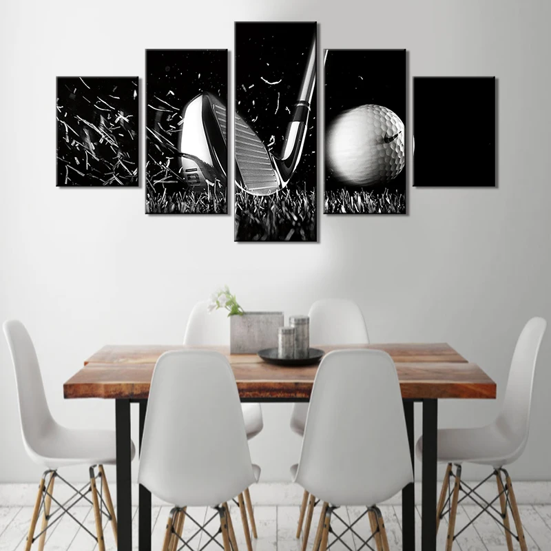 5 Pcs Pictures Golf Tee Shot Paintings Abstract Canvas Wall Art for Living Room Premium Quality Artwork Contemporary Home Decor | Дом и сад