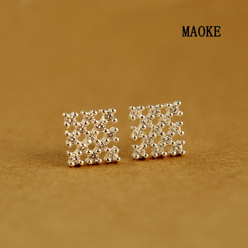 

Promotions Zircon Square Geometric Sterling SV Stud Earrings Fashion Jewelry for Women's Fashion Gifts