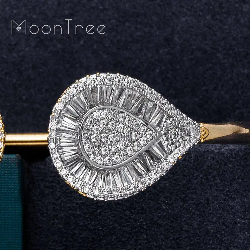 MoonTree Роскошные капли воды втулка AAA Micro кубический цирконий 2 тона свадебный