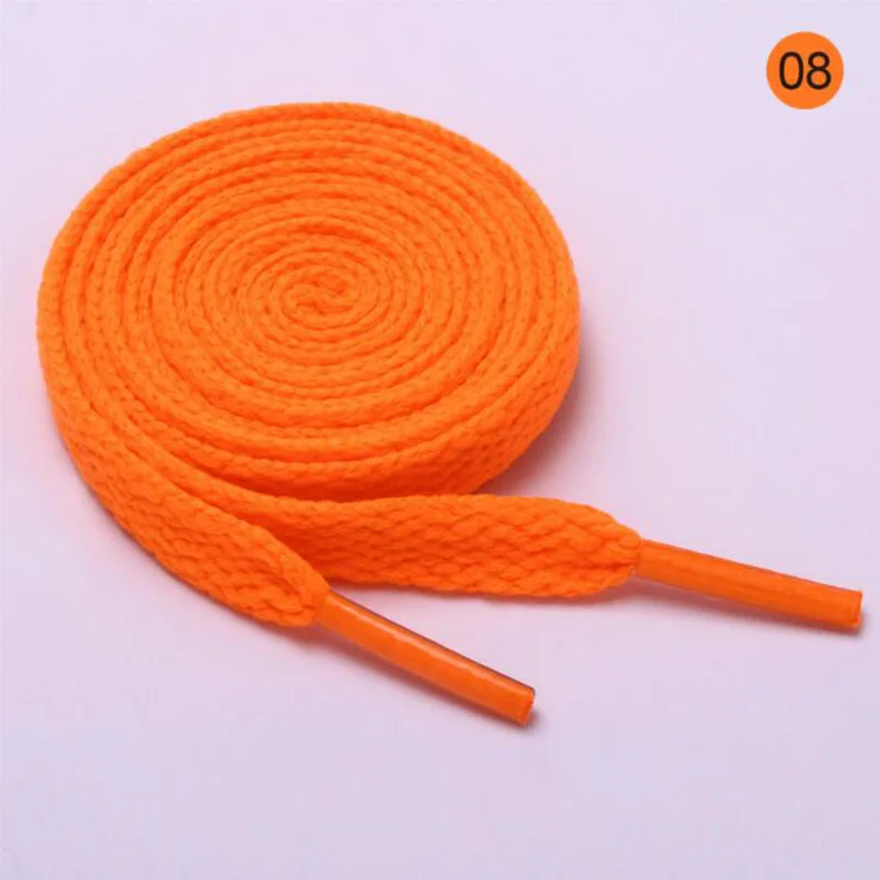08 Orange Детская одежда на рост 80, 100/120 см широкий плоский 26 цветов однотонные спортивные ботинки шнурки строки шнурки для обуви - Цвет: 08 Orange