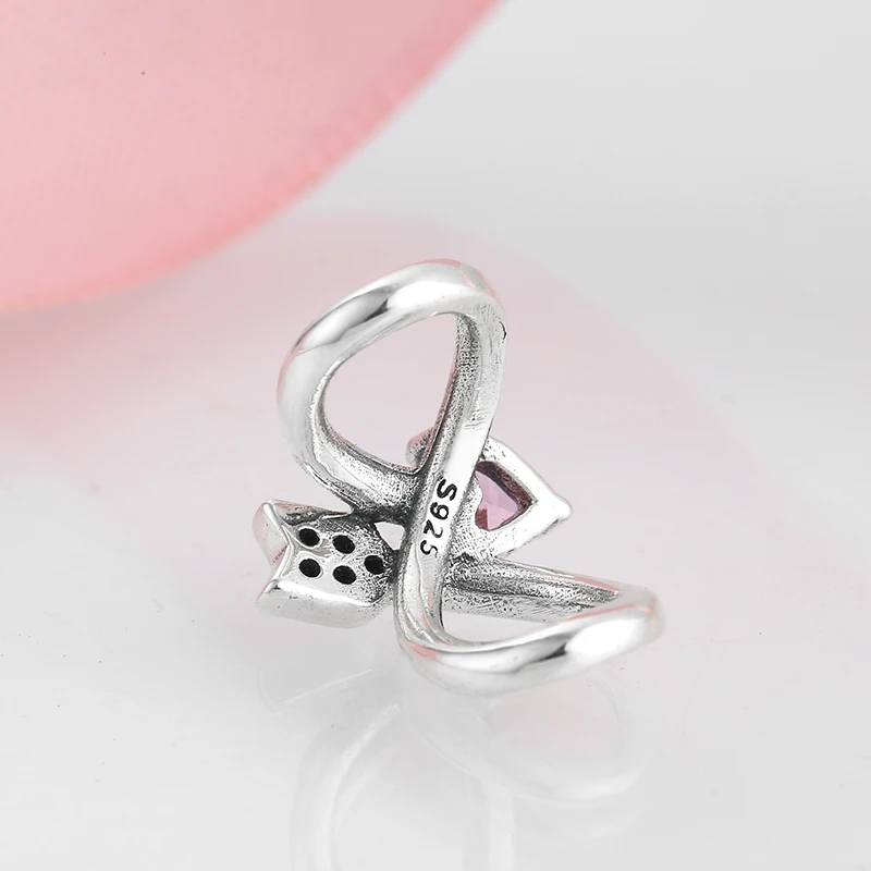 925 пробы серебряные бусины Forever Lingering love розовое сердце CZ подходят к оригиналу Pandora Браслеты с подвесками DIY Изготовление ювелирных изделий