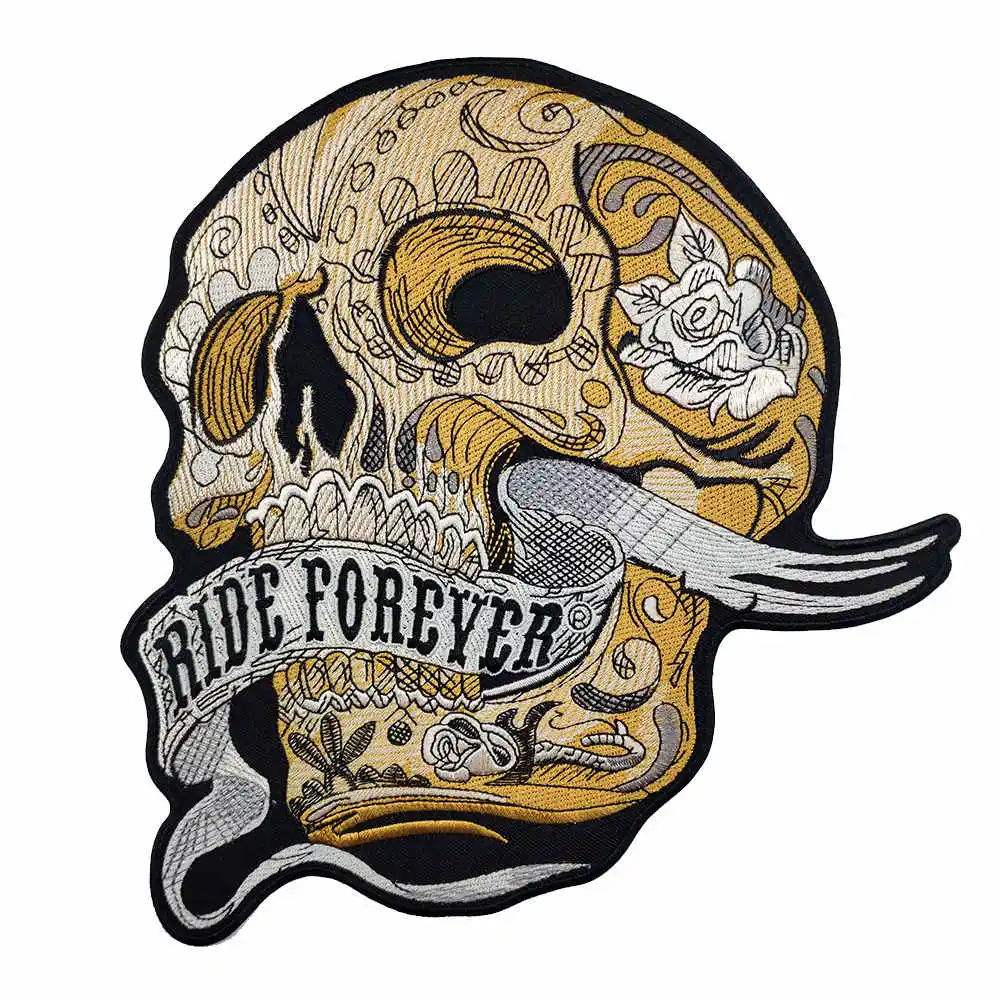 as photo Ride Forever Skull мотоциклетная вышивка железная нашивка одежда череп на заказ панк байкерские наклейки с вырезами железные нашивки для одежды - Цвет: as photo