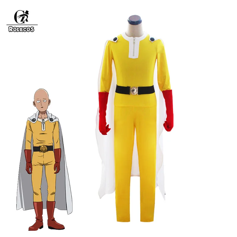 ROLECOS аниме костюм One Punch Man 2 косплей Saitama мужской комбинезон белая накидка|Костюмы