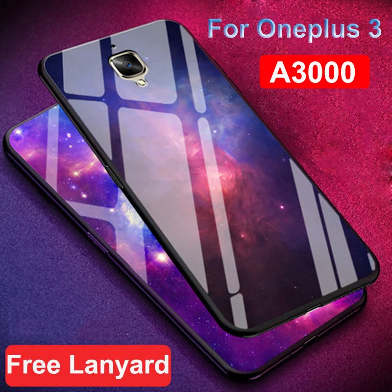 

Starry sky Tempered Glass Phone Cases For Oneplus 3 Soft TPU Bumper Protective For Oneplus A3000 glass case Oneplus3 1+3 Coque