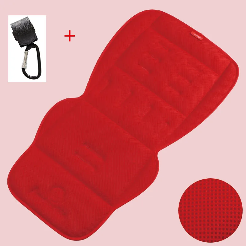 Red and hook Аксессуары для детской коляски, подушка для сиденья, мягкая подушка для коляски, универсальная подкладка для сиденья, крючок для коляски на четыре сезона - Цвет: Red and hook