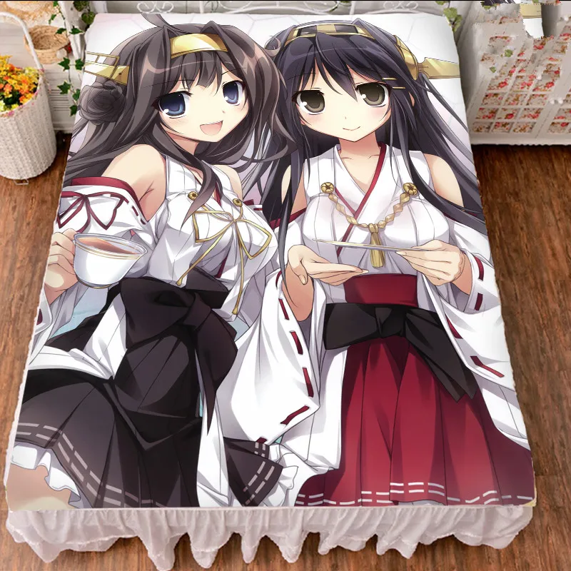 

Anime Kantai Collection KanColle Characters Kongo Nagato Shoukaku Milk Fiber Bed Sheet & Flannel Blanket Summer Quilt 150x200cm