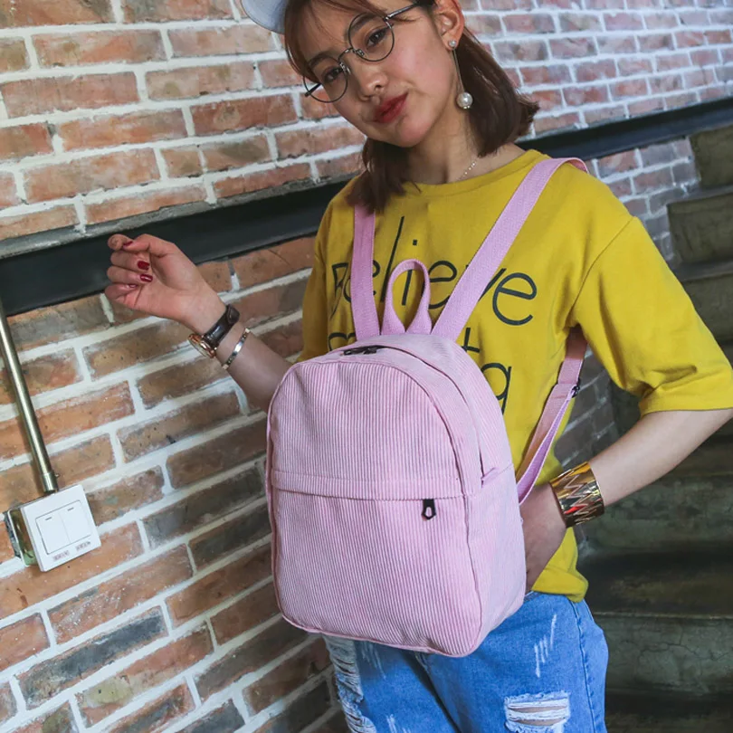 Милый вельветовый рюкзак карамельного цвета женская небольшая дорожная сумка