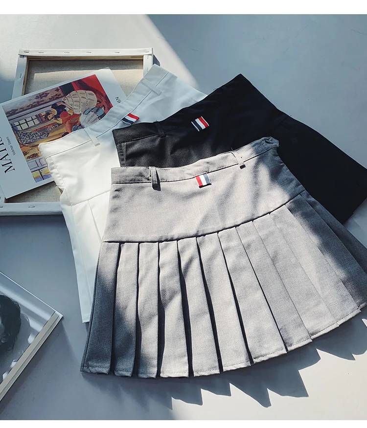 Harajuku готические плиссированные юбки для девушек, Женская юбка в Корейском стиле, модные короткие мини-юбки с высокой талией размера плюс, белые, черные, серые