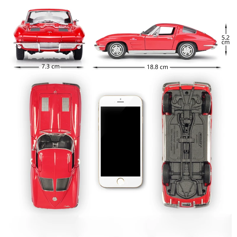 WELLY 1:24 макет машины 1963 Chevrolet Corvette литая под давлением игрушка автомобиль