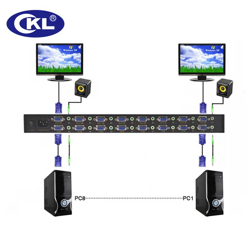 CKL-8A8 8x8 8 портов в матрица VGA переключатель с аудио и ИК-пультом дистанционного