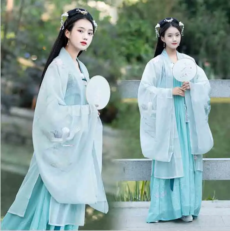 Женское синее роскошное пальто Hanfu старинное китайское винтажное нарядное