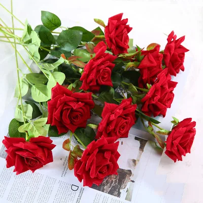 red rb CHENCHENG 11 шт. 48 см искусственная роза искусственный букет из роз для свадьбы украшение дома Пластик Сушеные цветок цветочный орнамент - Цвет: red rb