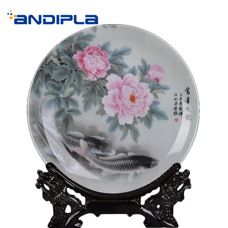 Цзиндэчжэнь керамическая винтажная искусственная рыба цветочный узор сидячее